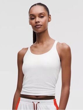 lululemon athletica White Scoop Neck Ribbed Tank